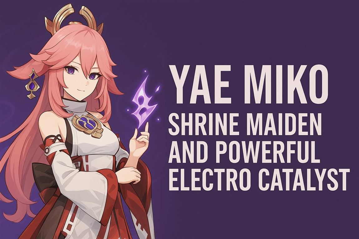 Yae miko in genshin impact - shrine maiden and powerful electro catalyst